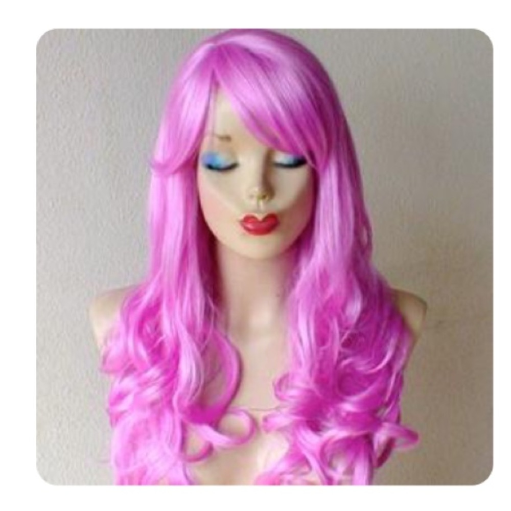 Fuchsia/Lilac curled wig